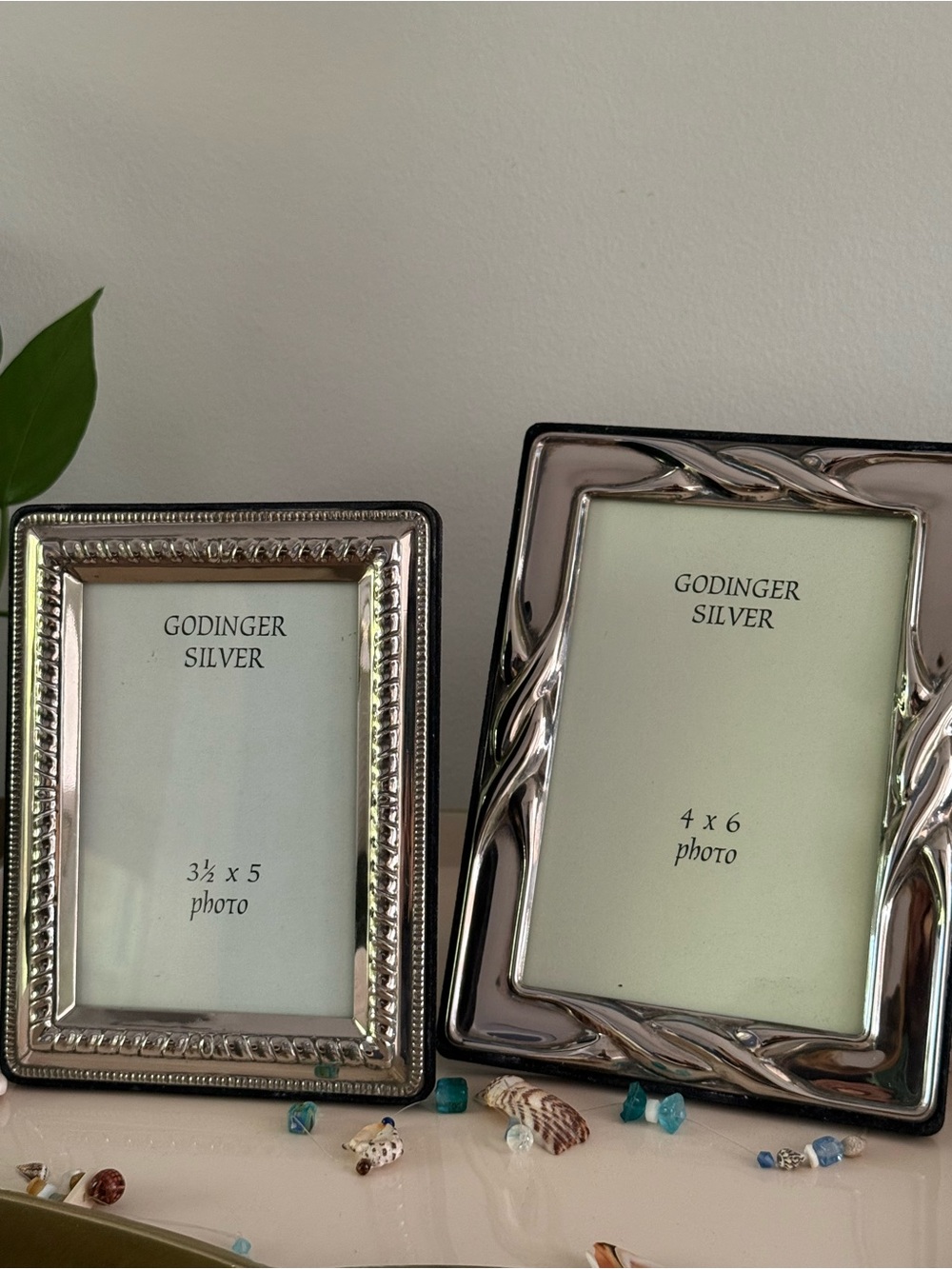 Godinger Silver Beaded & Swirl Photo Frames - Silver Plated